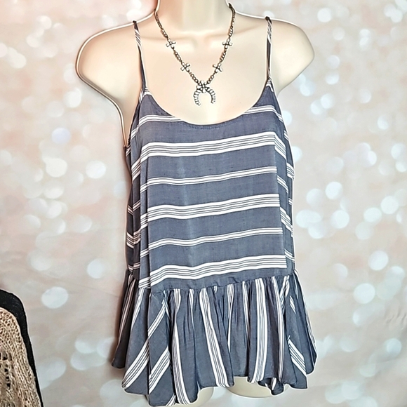 Old Navy Tops - Old Navy| Gray Blue Ruffled Tank Blouse
